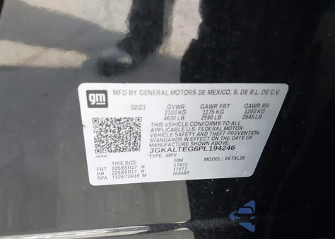 2023 GMC Terrain Awd Sle z USA, uszkodzony, nr VIN 3GKALTEG6PL194246